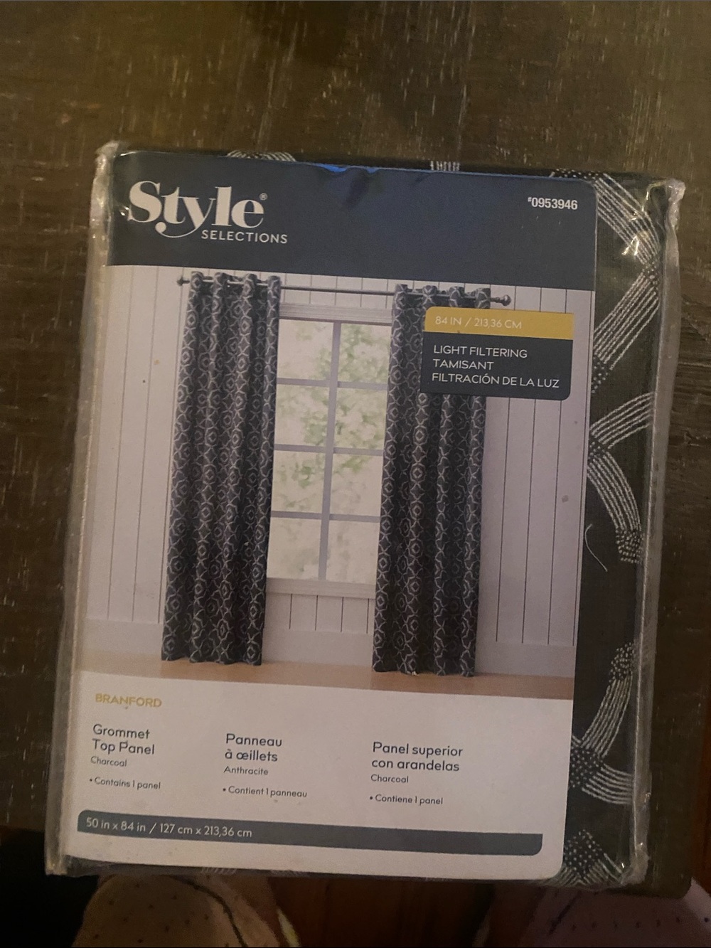 Charcoal Braneord Grommet Top Panel Curtain